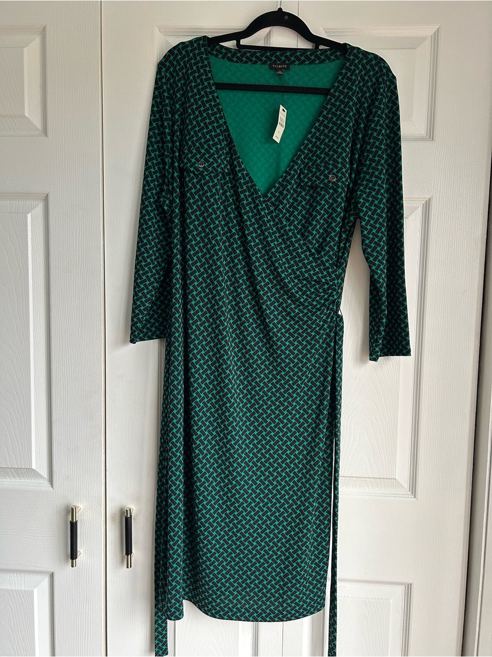 Talbots Navy and Kelly Green Wrap Dress